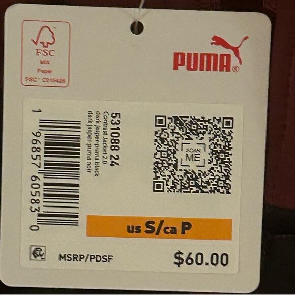 PUMA Contrast 2.0 Full Zip Track Jacket Maroon Red Mens Size Small - Picture 4 of 7